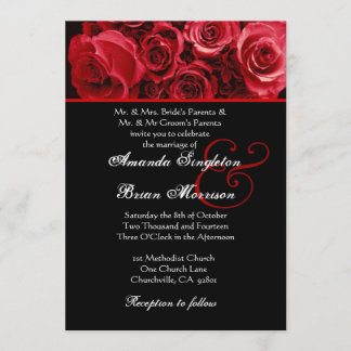 Invitación Boda Rosa Negro Rojo