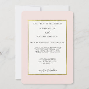 Invitación Boda Rosa Oro Blanco Desposorios