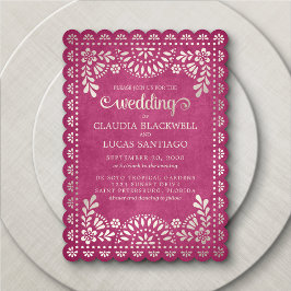 Invitación Boda rosa Papel Picado