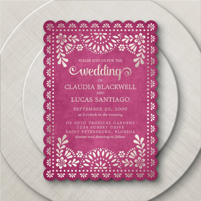Invitación Boda rosa Papel Picado (Subido por el creador)