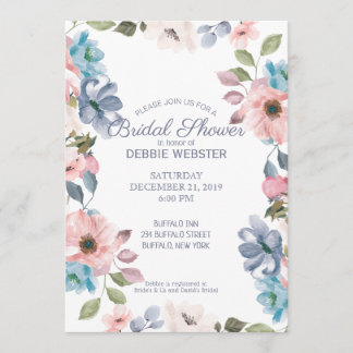 Invitación Boda rosa pastel azul morado  ducha de novia
