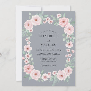 Invitación Boda Rosa Pétalo de Pizarra