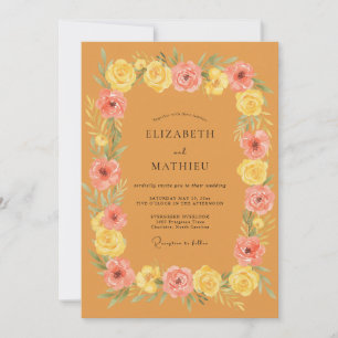 Invitación Boda Rosa Pétalo Ocre Rosa