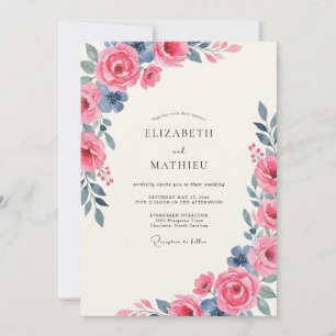 Invitación Boda Rosa Pizarra de Frutas