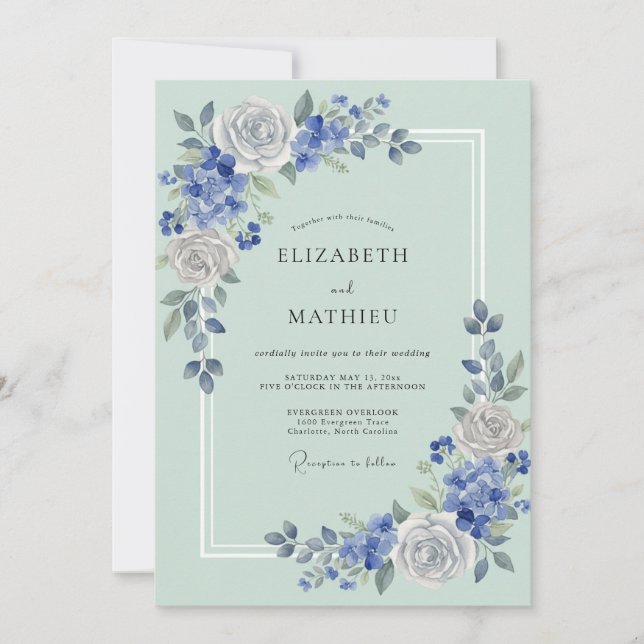 Invitación Boda Rosa Pizarra Menta (Anverso)