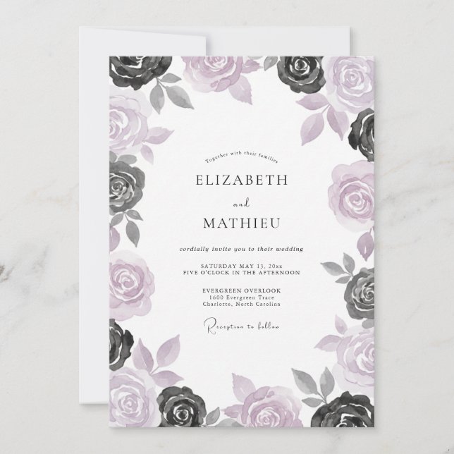 Invitación Boda Rosa Pizarra Orquídea (Anverso)
