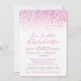 Invitación Boda rosa promete renovación 1 año después