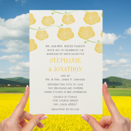 Invitación Boda Rosa Ranunculus amarillo mantequilla