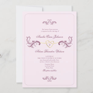 Invitación Boda rosa Rococo Vintage