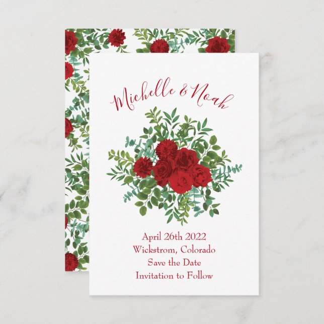 Invitación Boda Rosa Roja (Anverso / Reverso)