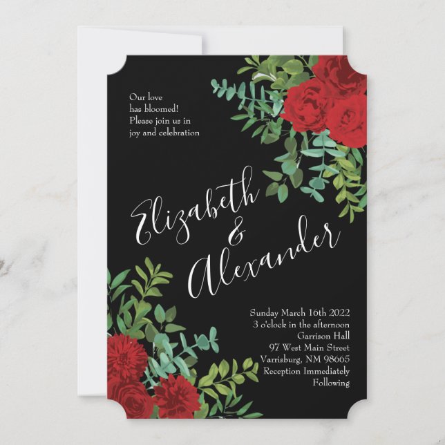 Invitación Boda Rosa Roja (Anverso)