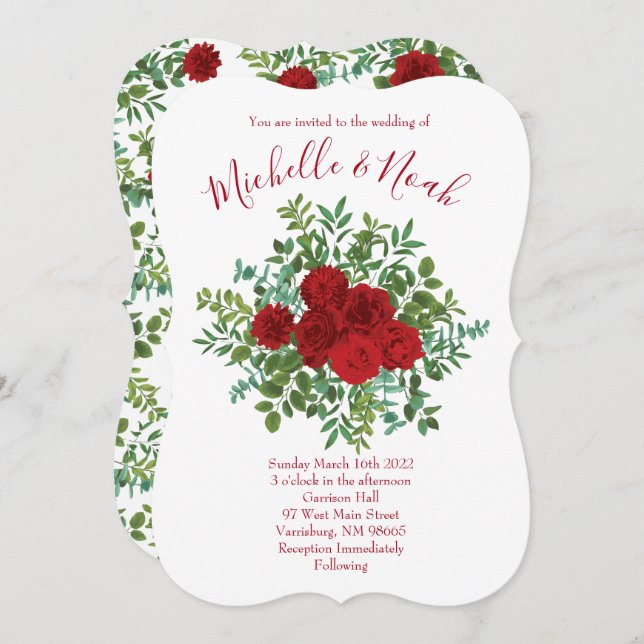 Invitación Boda Rosa Roja (Anverso / Reverso)