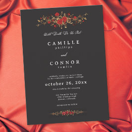 Invitación Boda Rosa Roja Gótica Hasta que la Muerte nos Sepa