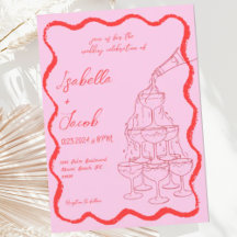 Boda Rosa Rojo Champagne Tower Wavy Hand Drake