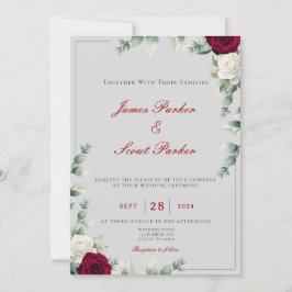 Invitación Boda Rosa rojo y blanco
