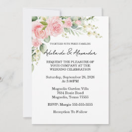 Invitación Boda rosa Rosa de jardín