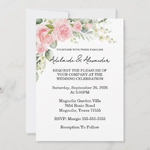 Invitación Boda rosa Rosa de jardín