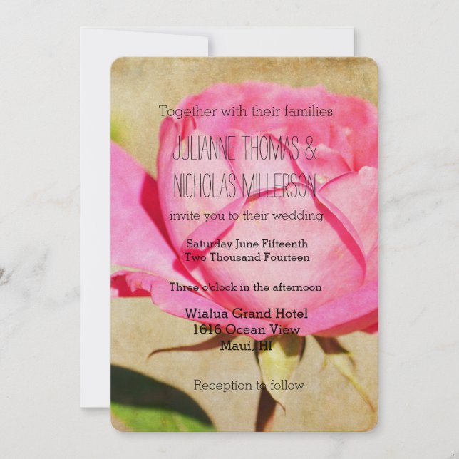 Invitación Boda Rosa Rosa Rosa (Anverso)