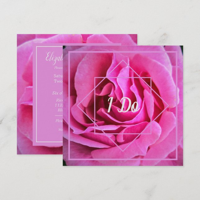 Invitación Boda Rosa Rosa Rosa (Anverso / Reverso)