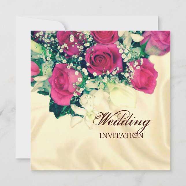 Invitación boda rosa rosa rosa rosa rosa rosa rosa rosa retro (Anverso)