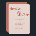 Invitación Boda rosa Rosa Rubor retro delgado<br><div class="desc">Presentamos nuestro diseño de invitación a la boda "Retro Delight", donde la sencillez se une al encanto vintage. Este diseño es una armoniosa mezcla de minimalismo moderno y elementos nostálgicos, creando una experiencia visual única para su día especial. El diseño presenta un rosa polvoriento que aporta un vibrante, enérgico y...</div>