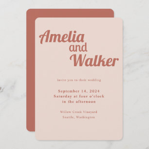 Invitación Boda rosa Rosa Rubor retro delgado