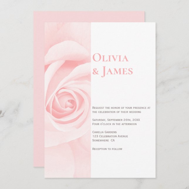 Invitación Boda rosa rosado moderno (Anverso / Reverso)