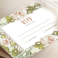 Boda Rosa RSVP Insertar Art Nouveau mucha vintage