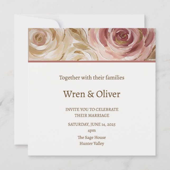 Invitación Boda Rosa Rubor (Anverso)