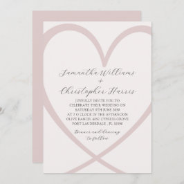 Invitación Boda rosa Rubor de corazón moderno