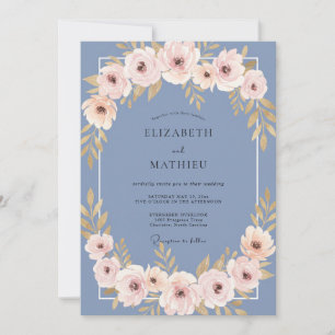 Invitación Boda Rosa Rubor de Pizarra