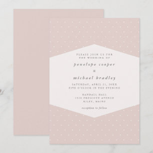 Invitación Boda rosa Rubor de puntos delgados