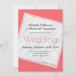 Invitación Boda rosa salmón moderno
