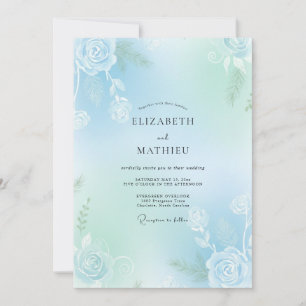 Invitación Boda Rosa Suave Acuática Menta