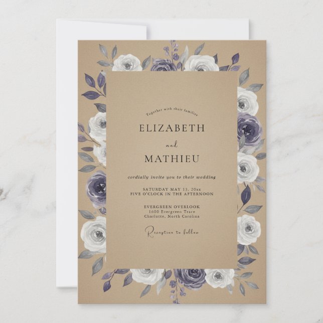 Invitación Boda Rosa Tanio Ámbar (Anverso)