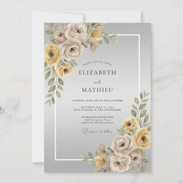 Invitación Boda Rosa Taupe Dorado (Anverso)