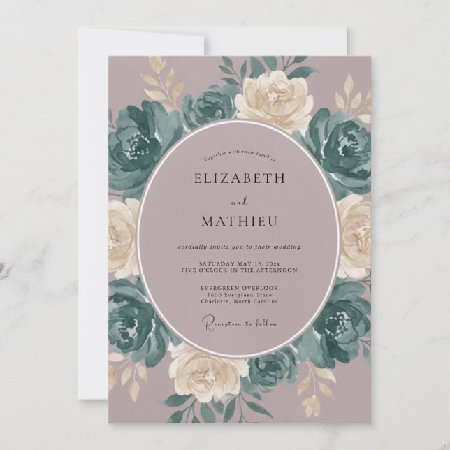 Invitación Boda Rosa Té Atmosférico Malva (Anverso)
