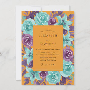 Invitación Boda Rosa Turquesa Ámbar