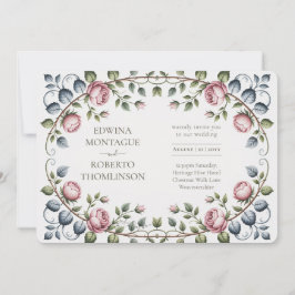 Invitación Boda Rosa Victoriana Horizontal Heritage