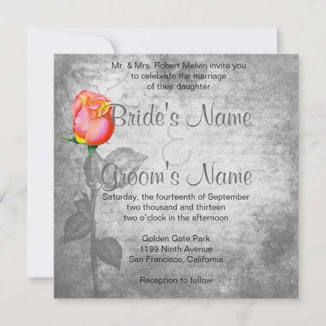 Invitación Boda Rosa Vintage Peace (Anverso)