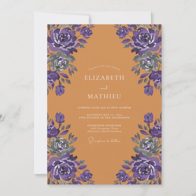 Invitación Boda Rosa Violeta Ámbar (Anverso)