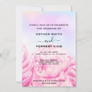 Invitación Boda rosa y amarillo con flor retro