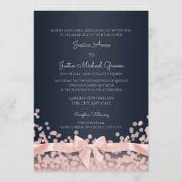 Invitación Boda rosa y azul de la Marina de Bokeh