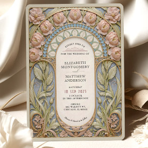 Invitación Boda rosa y azul de Nouveau