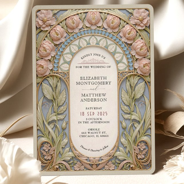 Invitación Boda rosa y azul de Nouveau (Subido por el creador)