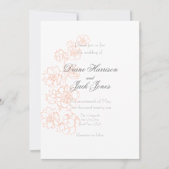 Invitación Boda rosa y blanco de Rubor (Anverso)