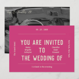 Invitación Boda rosa y crema retro vibrante