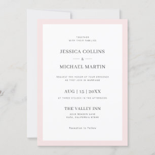 Invitación Boda rosa y gris simple y elegante