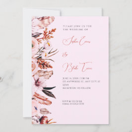 Invitación Boda rosa y marrón de Boho