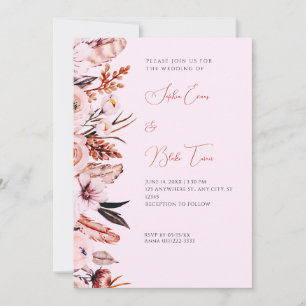 Invitación Boda rosa y marrón de Boho